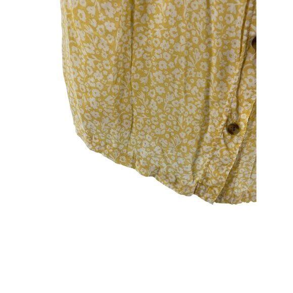 American Eagle Women's Yellow Floral Short Sleeve Button Shirt Top Size S - Picture 4 of 11